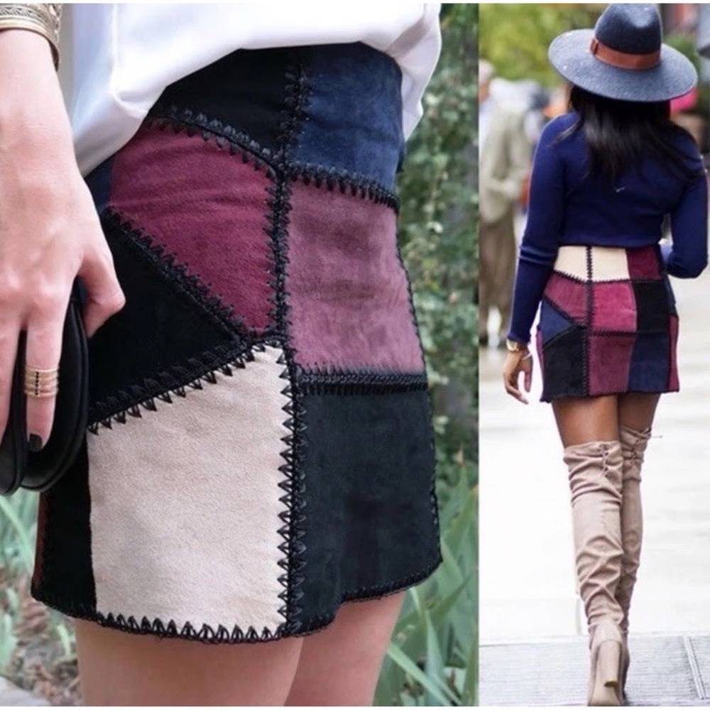 Zara Suede Patchwork Mini Skirt - Picture 7 of 8